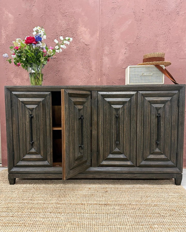 Dark Polished Four Door Mango Wood Sideboard