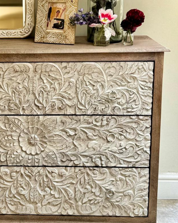 Whitewashed Mango Wood 3 Drawer Chest of Drawers