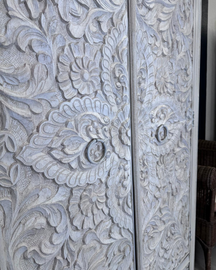 Hand-Carved Mango Wood Wardrobe