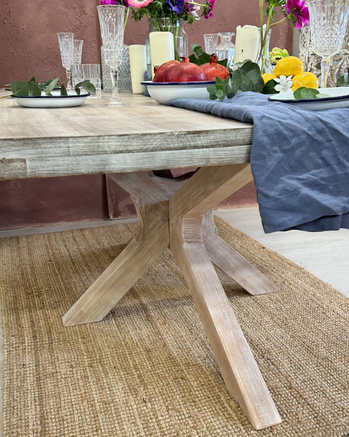 Sustainable Mango Wood Dining Table with Starburst Base – Seats 8