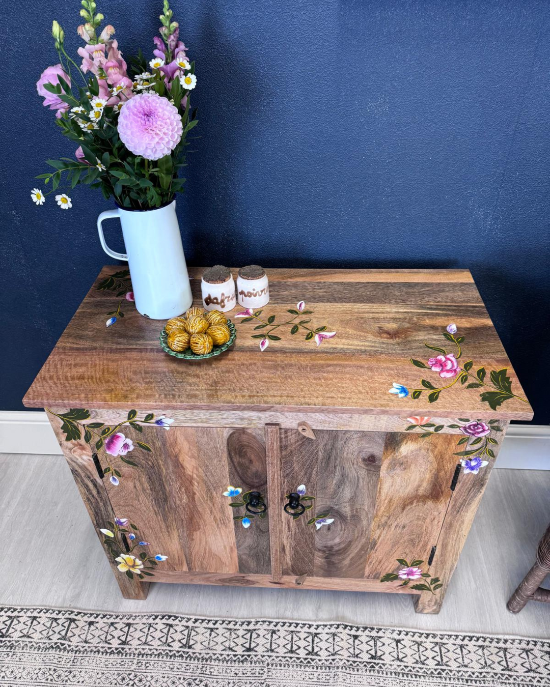 Hand-Painted Mango Wood 2 Door Sideboard