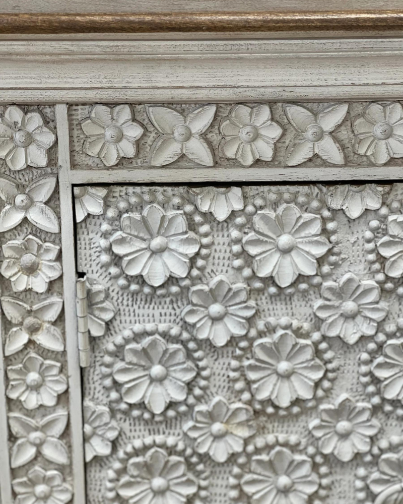 Intricate Petal Carved 2 Door Sideboard