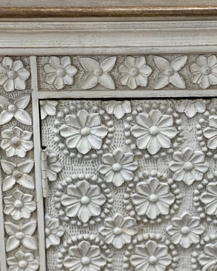 Intricate Petal Carved 2 Door Sideboard - (KHSD97WN)