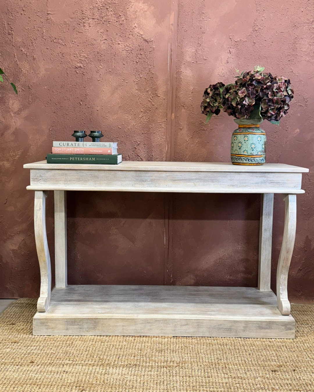 Elegant Hand-Carved Mango Wood Console Table