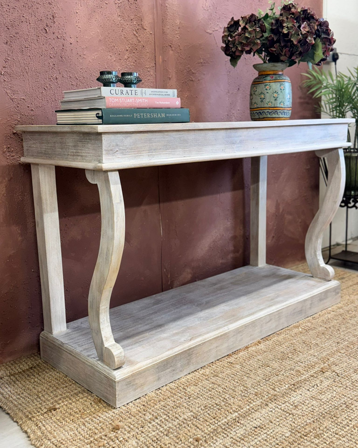 Elegant Hand-Carved Mango Wood Console Table