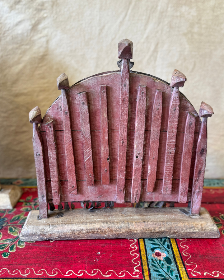 Vintage Decorative Panel – Recycled Wood & Iron with Hand-Carved Bird Motif