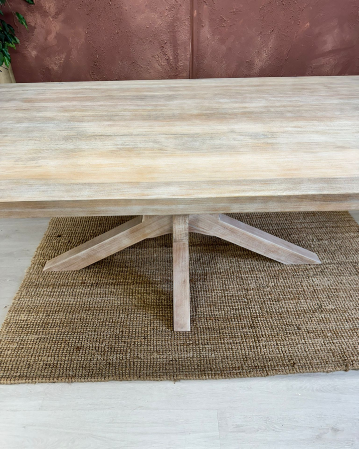 Sustainable Mango Wood Dining Table with Starburst Base – Seats 8