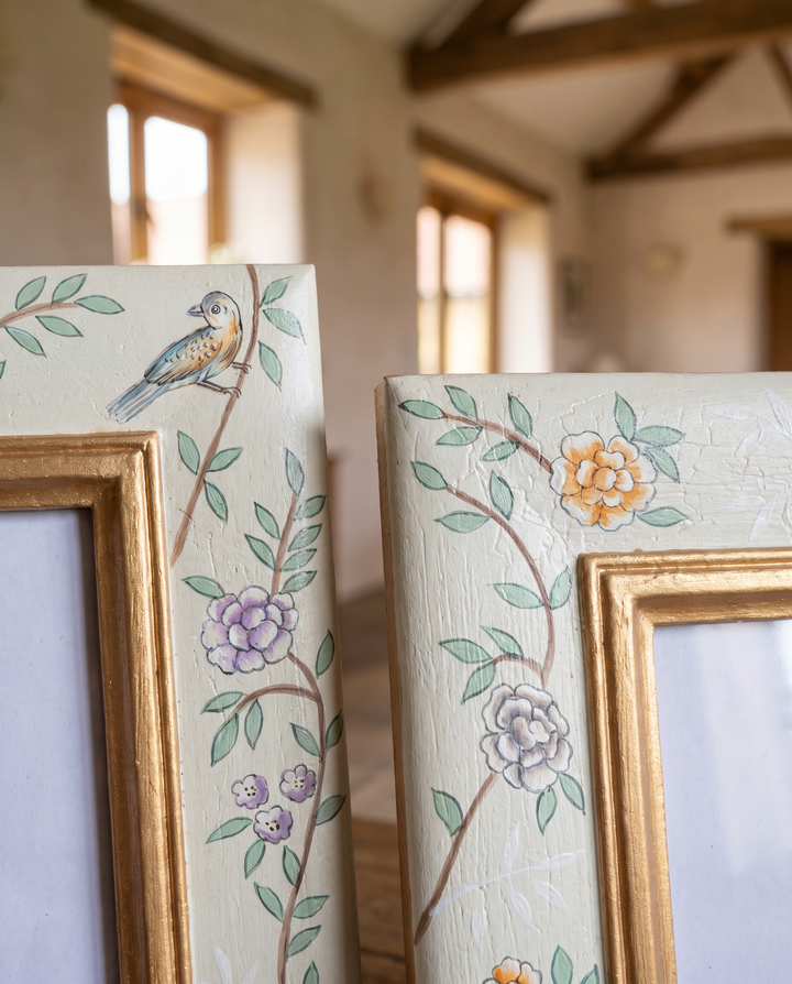 Botanical Floral Photo Frame – Pastel Turquoise with Gold Detail