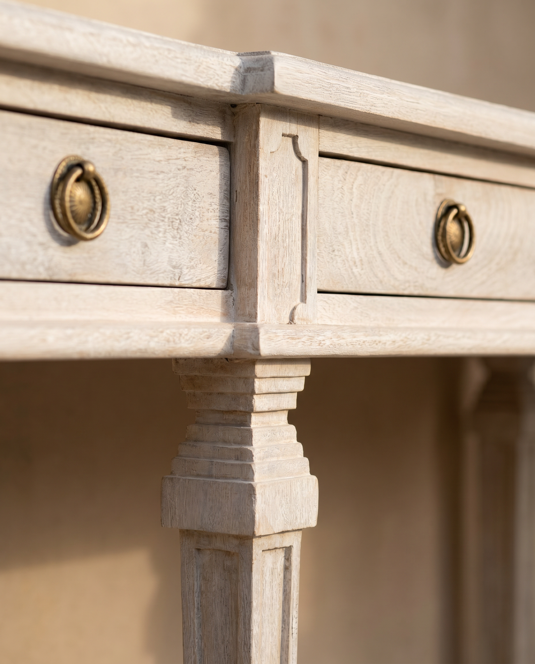 Imperial Mango Wood Console Table – Light Walnut White Wash