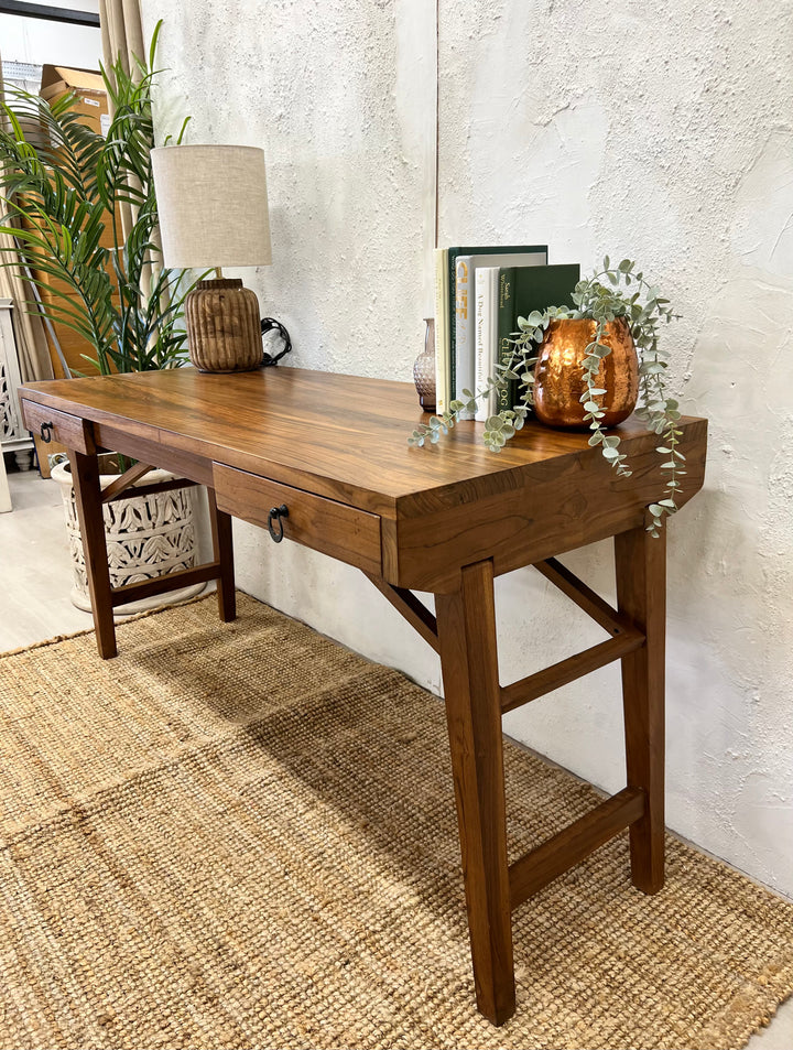 Teak Wood Trestle Leg Table Desk
