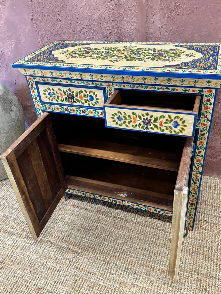 Hand Painted Vintage Indian Sideboard