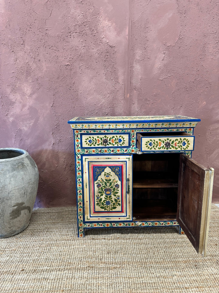 Hand Painted Vintage Indian Sideboard