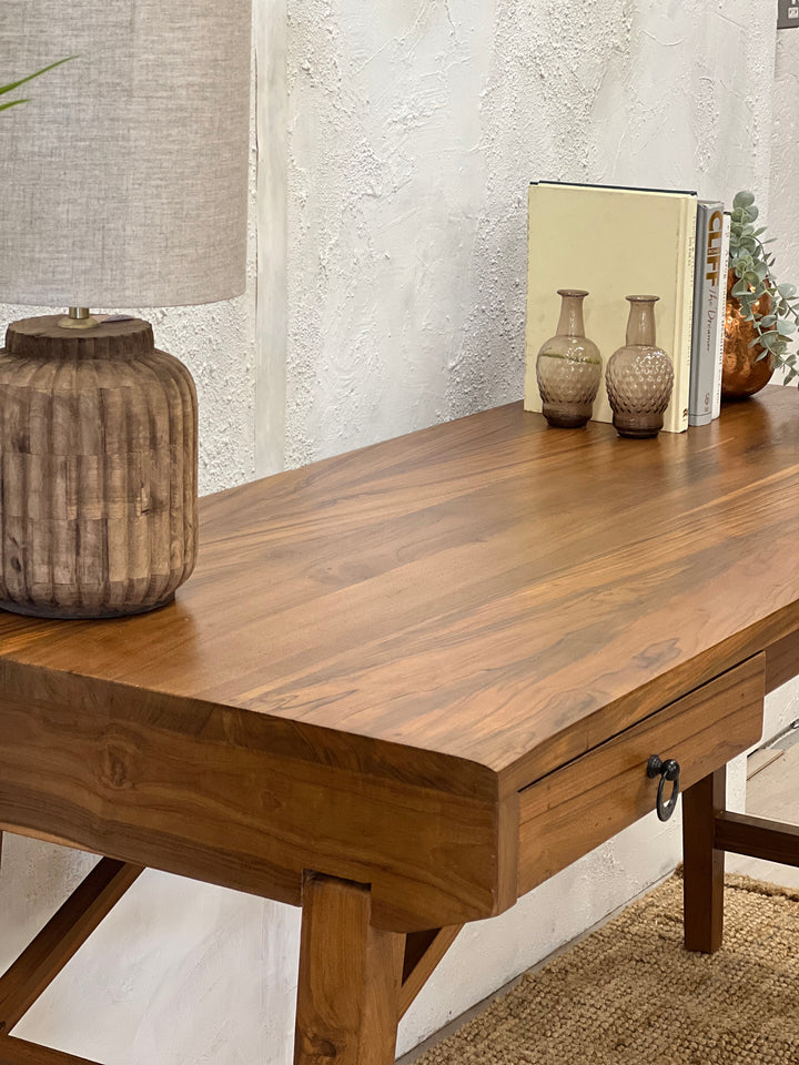 Teak Wood Trestle Leg Table Desk