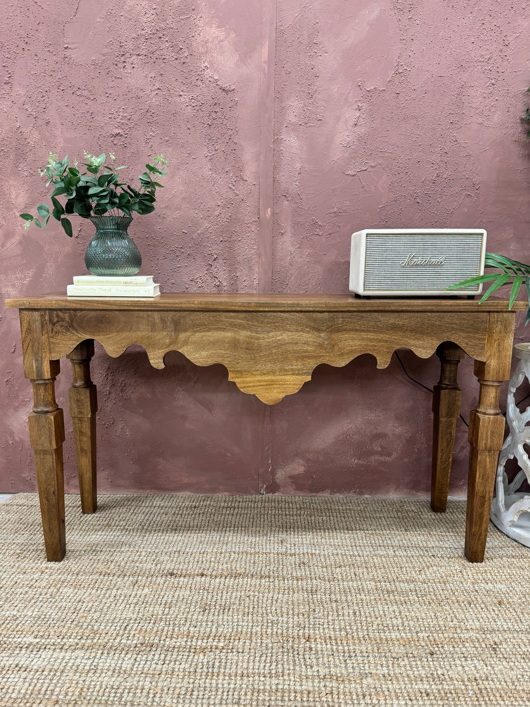 Hand Carved Mango Wood Console Table