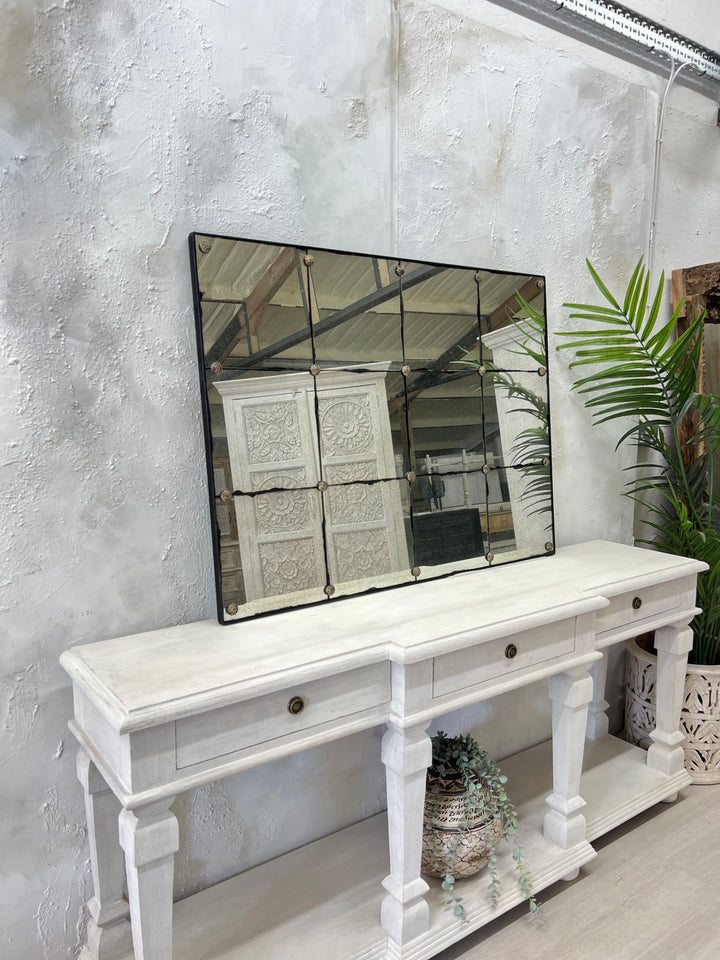 Traditional French Café Tiled Mirrors with Metal Flowers