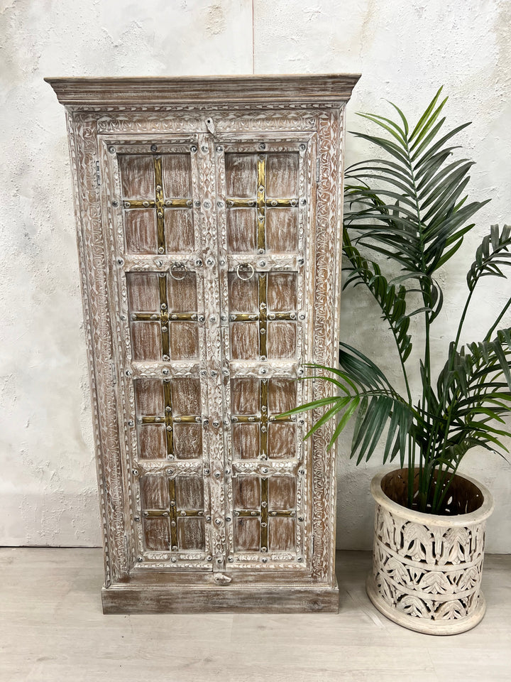 Indian Vintage Inspired Armoire Lightly Whitewashed