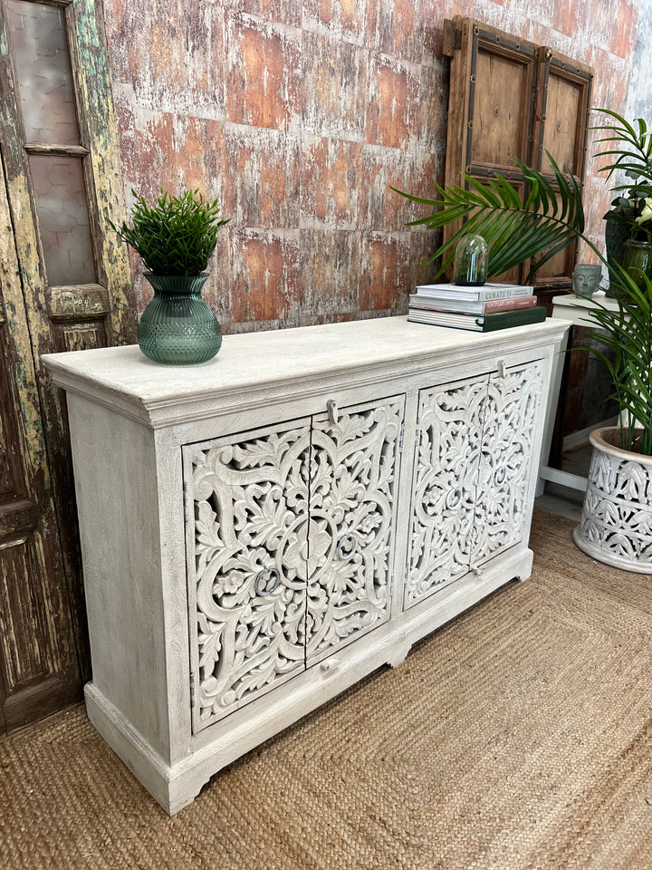 Hand carved four door sideboard - (KHSD86W)