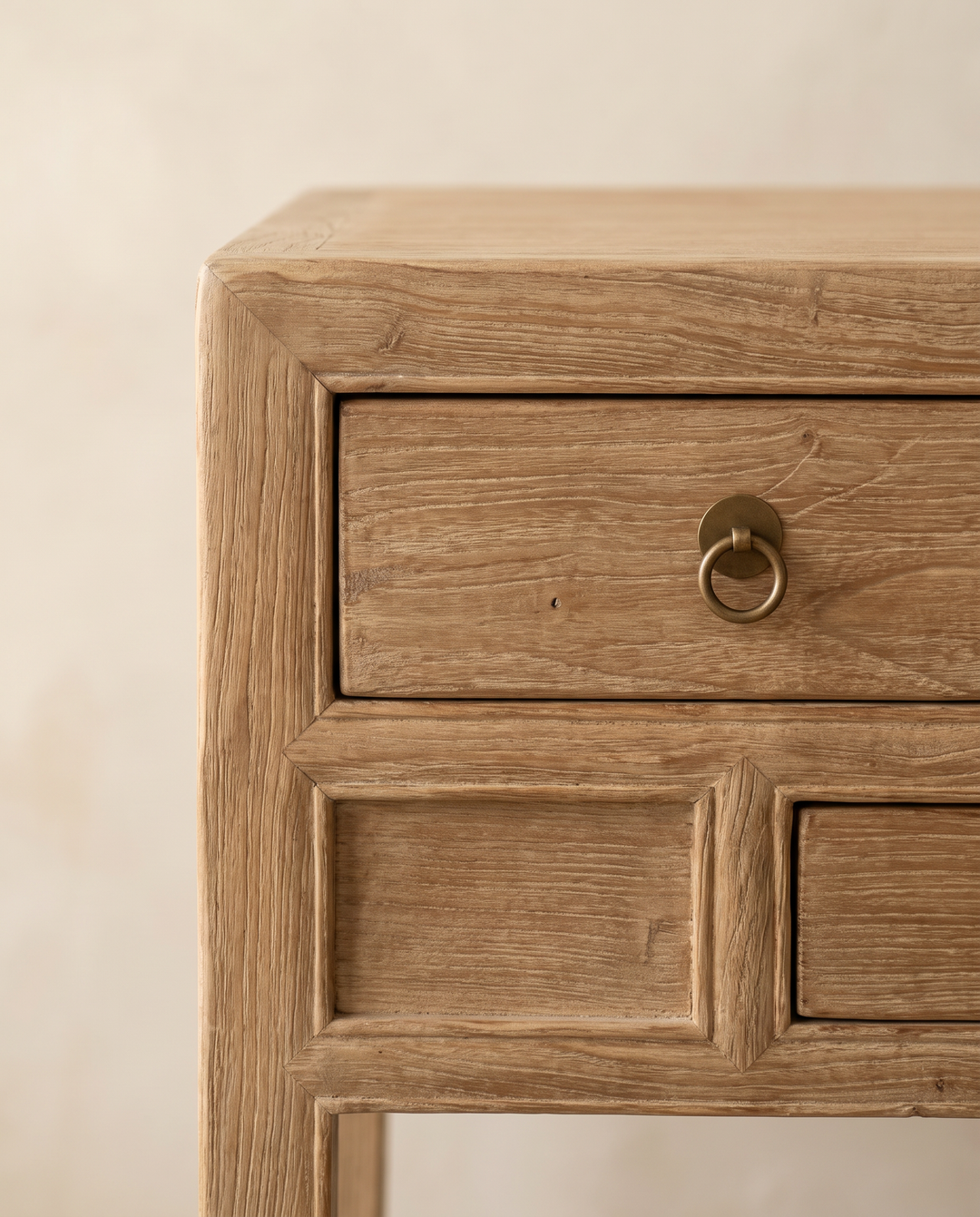 Natural Elm Five Drawer Console Table