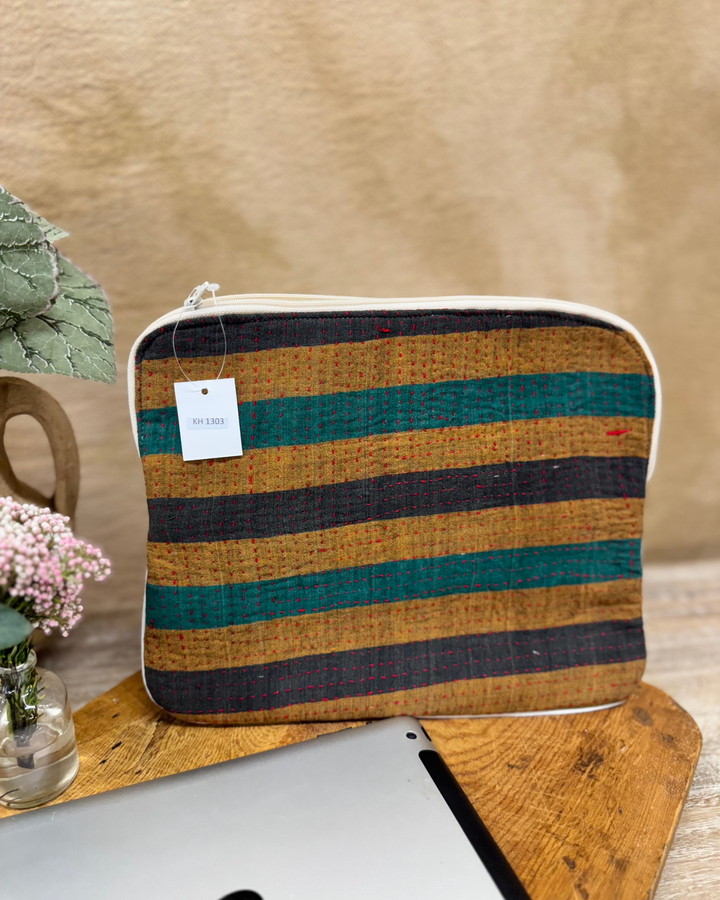 Kantha Tablet Sleeve (10") – Earth Stripe Kantha Stitch