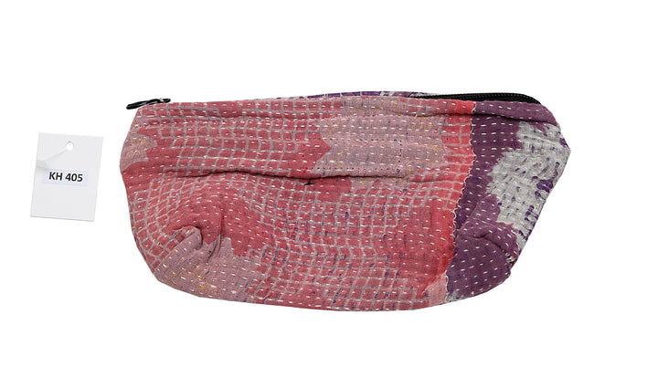 Small Wash Bag – Plum & Rose Patchwork Embroidery