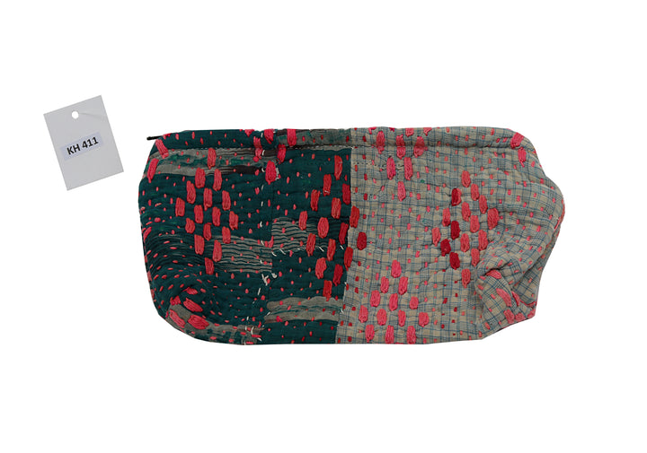 Small Wash Bag – Forest Green & Raspberry Check