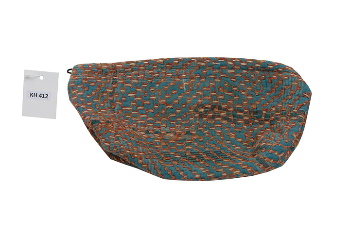 Small Wash Bag – Teal & Rust Embroidered Weave