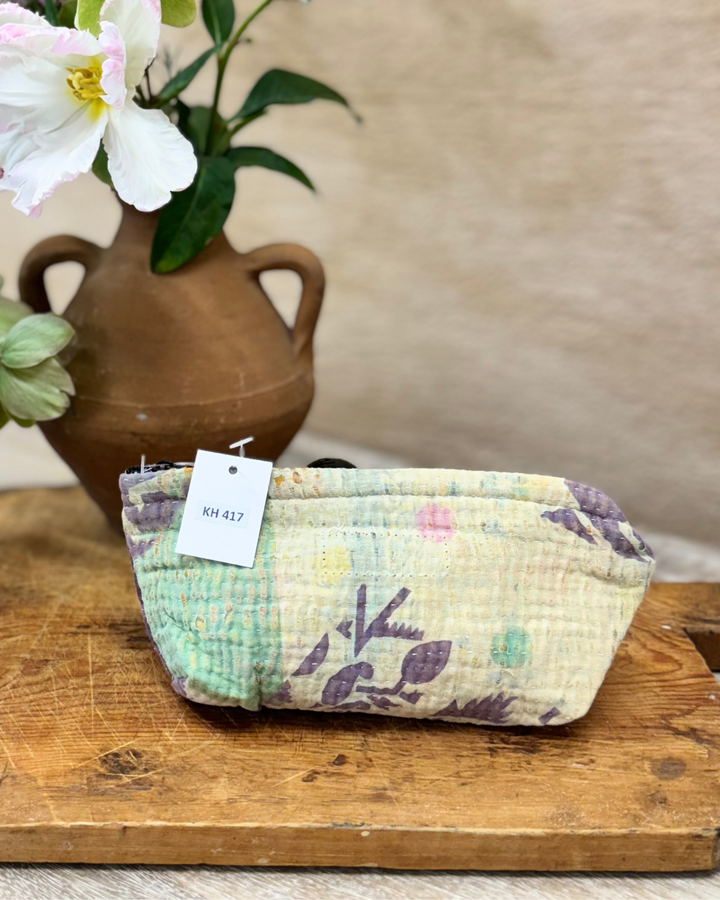 Small Wash Bag – Faded Floral with Sage & Mauve