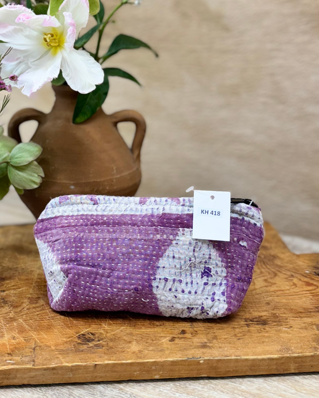 Small Wash Bag – Plum Purple with Cloudy Overstitch