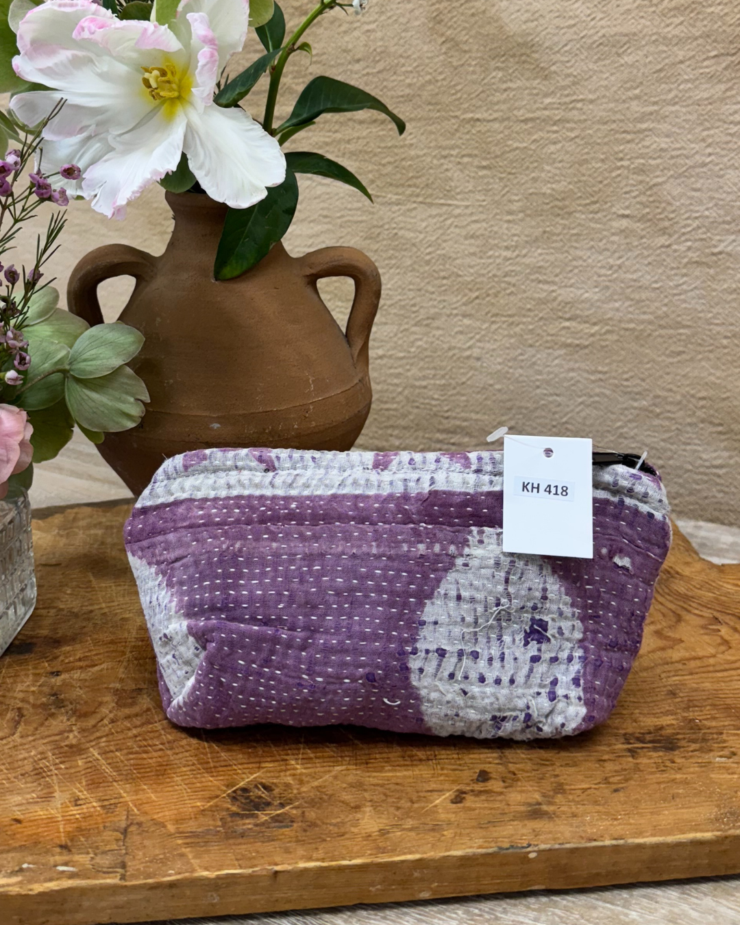 Small Wash Bag – Plum Purple with Cloudy Overstitch
