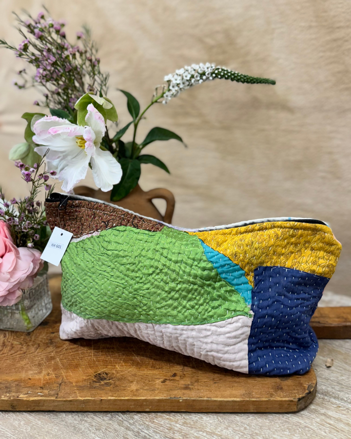 Large Wash Bag – Hand-Embroidered Vintage Sari Patchwork