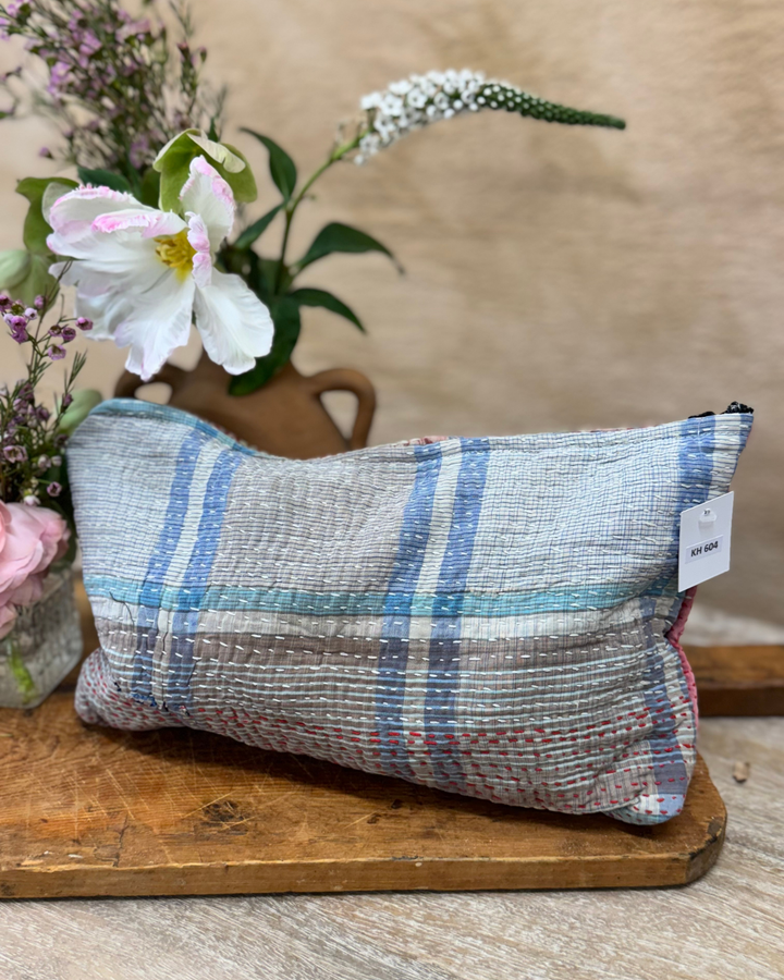 Large Wash Bag – Dusty Rose & Sage Geometric Motif