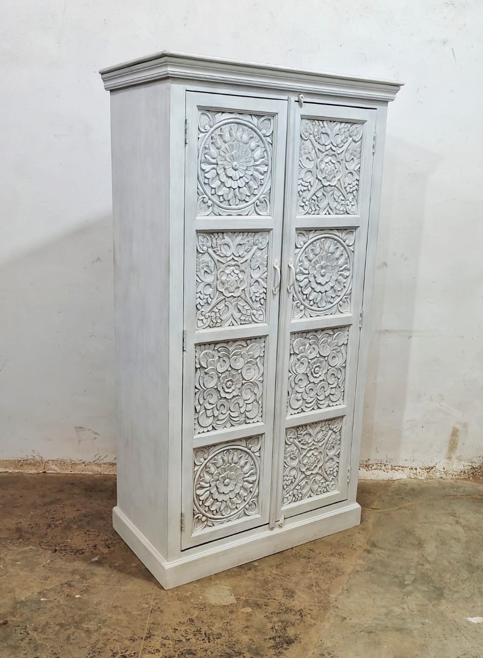 Magnificent Hand-Carved Mango Wood Armoire Wardrobe