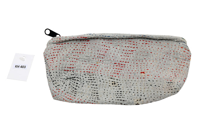 Small Wash Bag – Subtle Grey with Red Accents