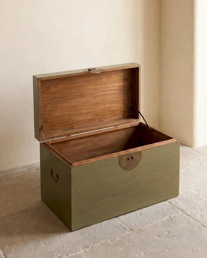 Sage Green Lacquered Pine Storage Box