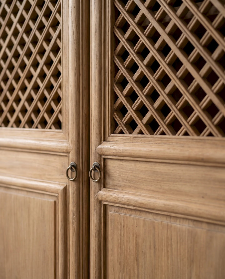 Natural Solid Elm Lattice Cabinet