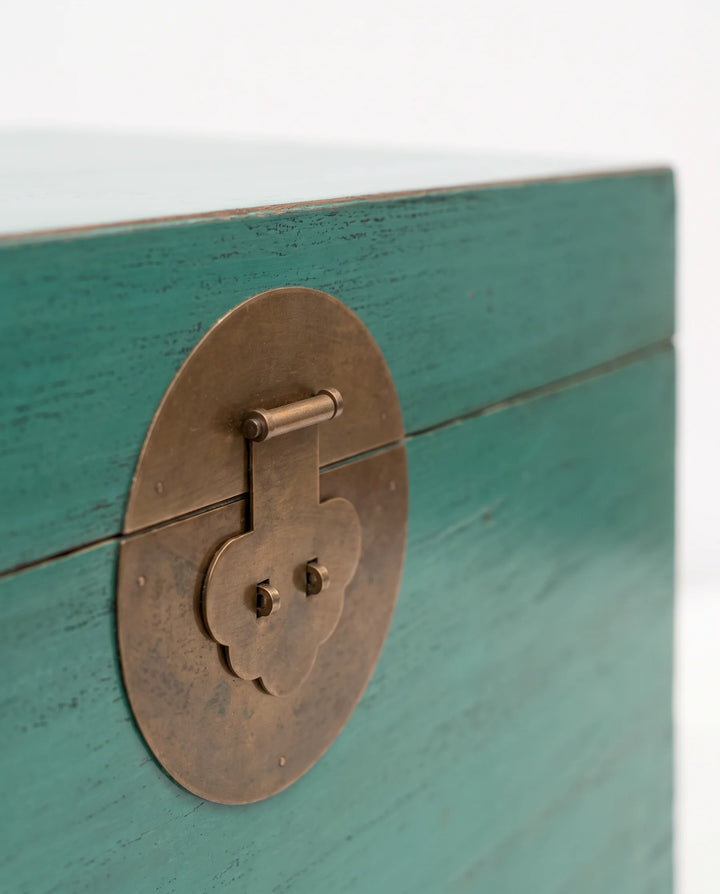 Turquoise Lacquered Pine Storage Box