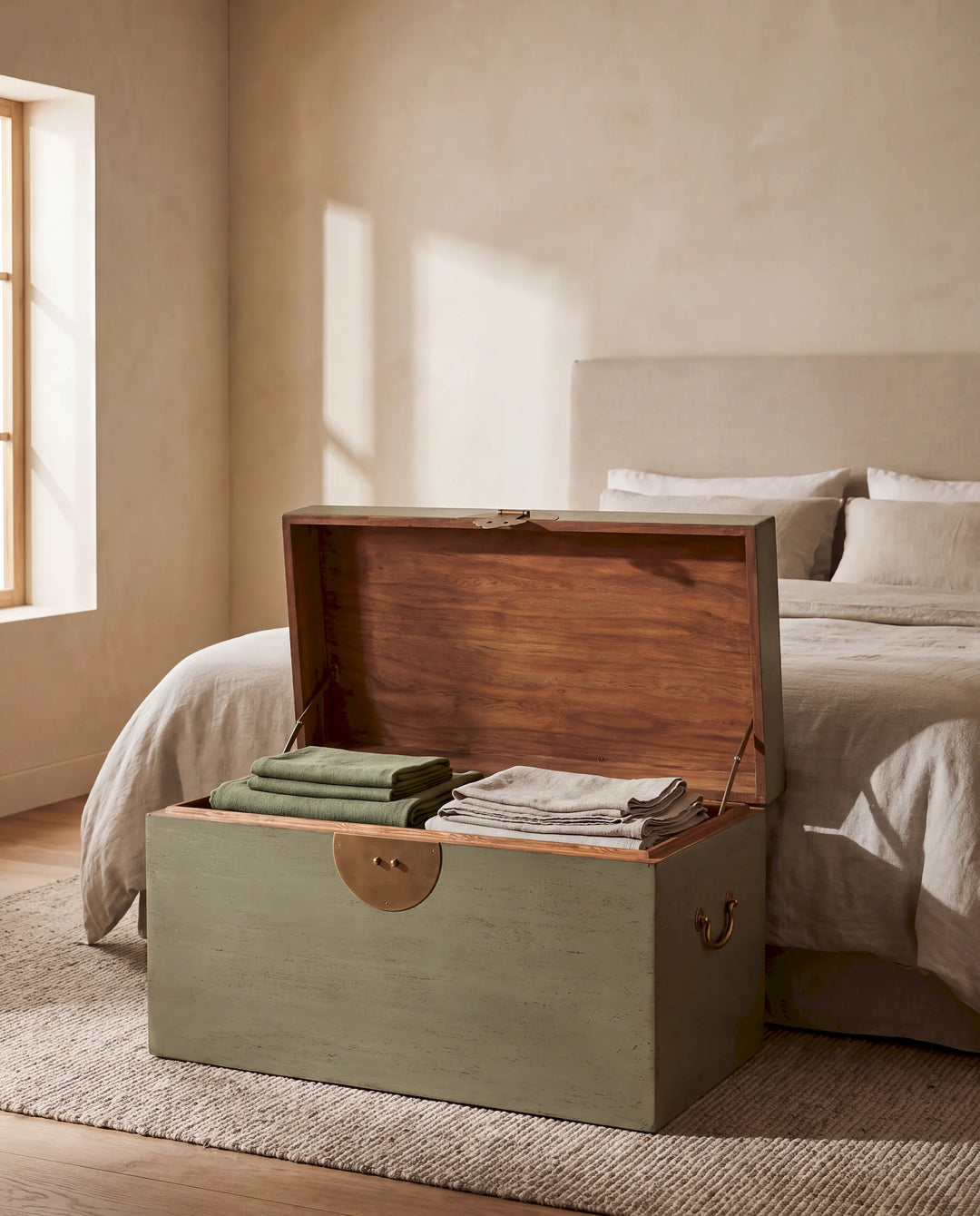 Sage Green Lacquered Pine Storage Box