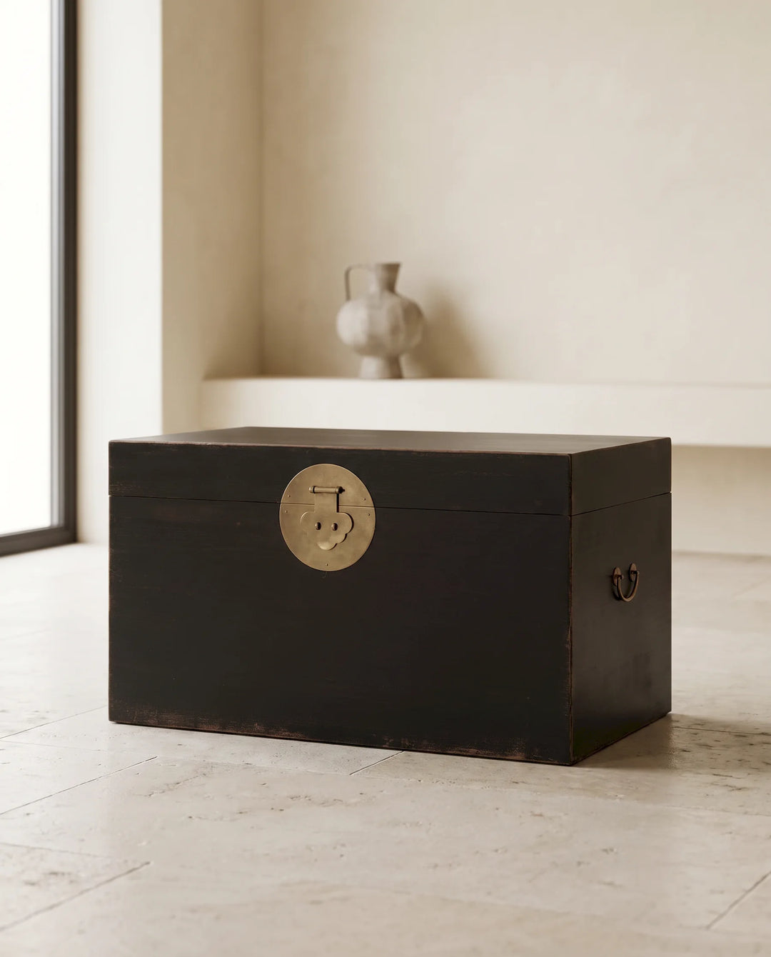 Black Lacquered Pine Storage Box
