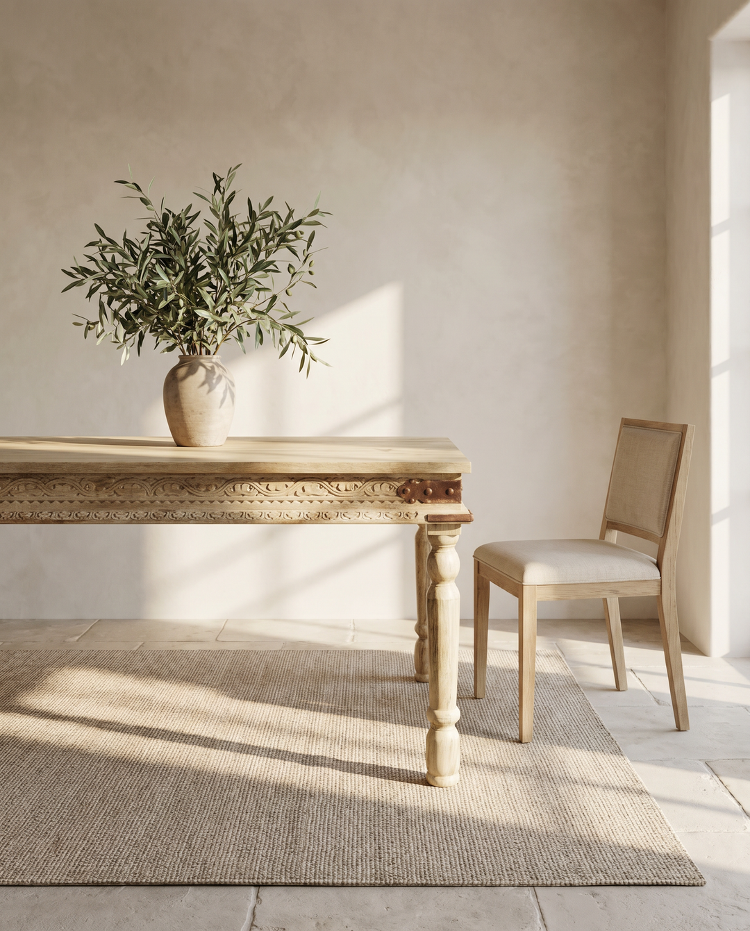 Vintage Mango Wood Dining Table – Hand-Carved Natural Finish – Kirei ...