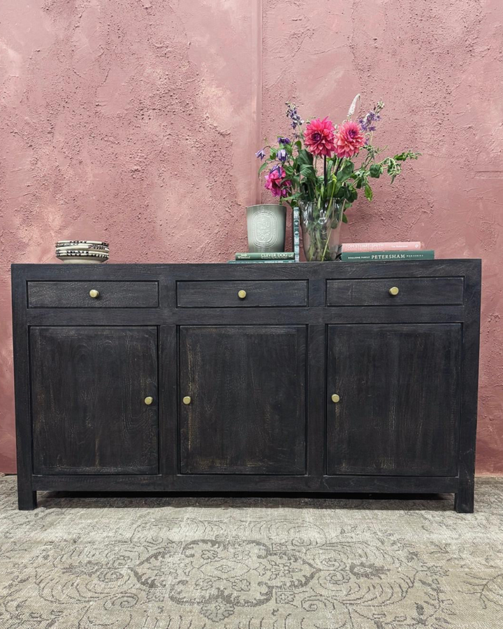 Black Three Door Sideboard - (KHSD72B)