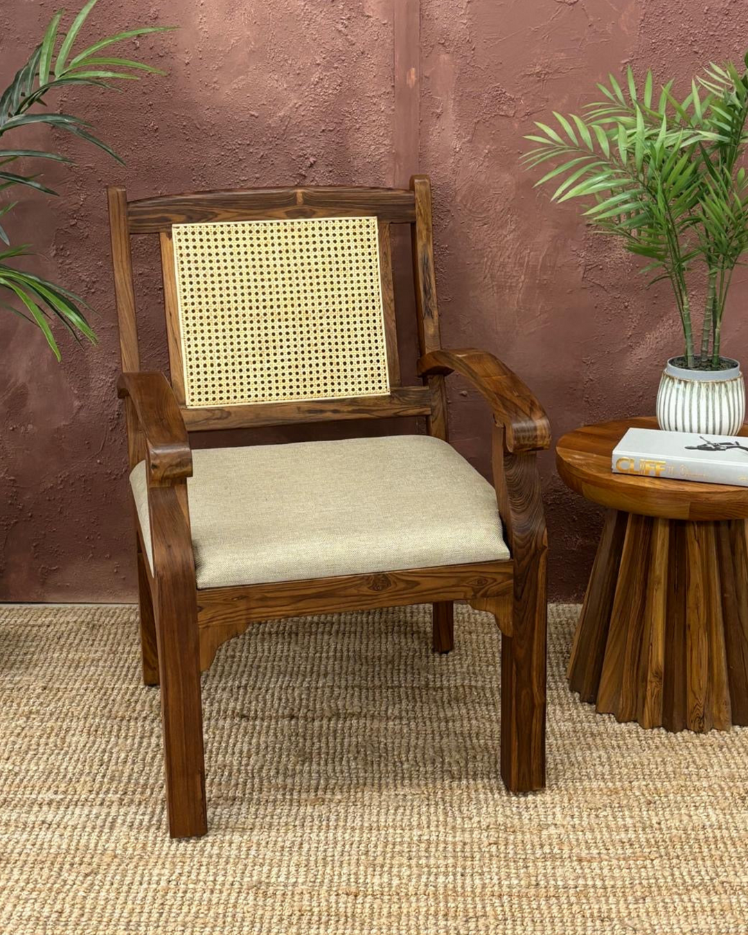 Mango Wood & Cane Chair