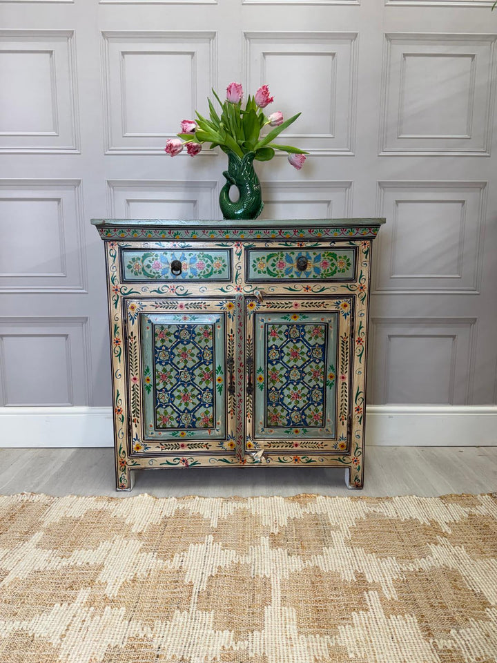 Hand Painted Vintage Indian Sideboard