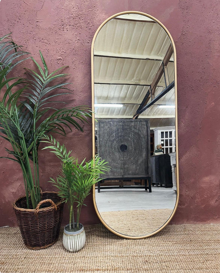 Antique Gold Oval Full Length Mirror