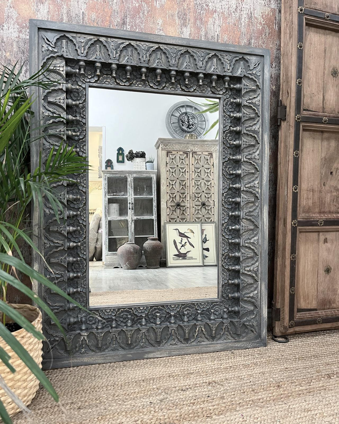 Rectangle hand carved mirror