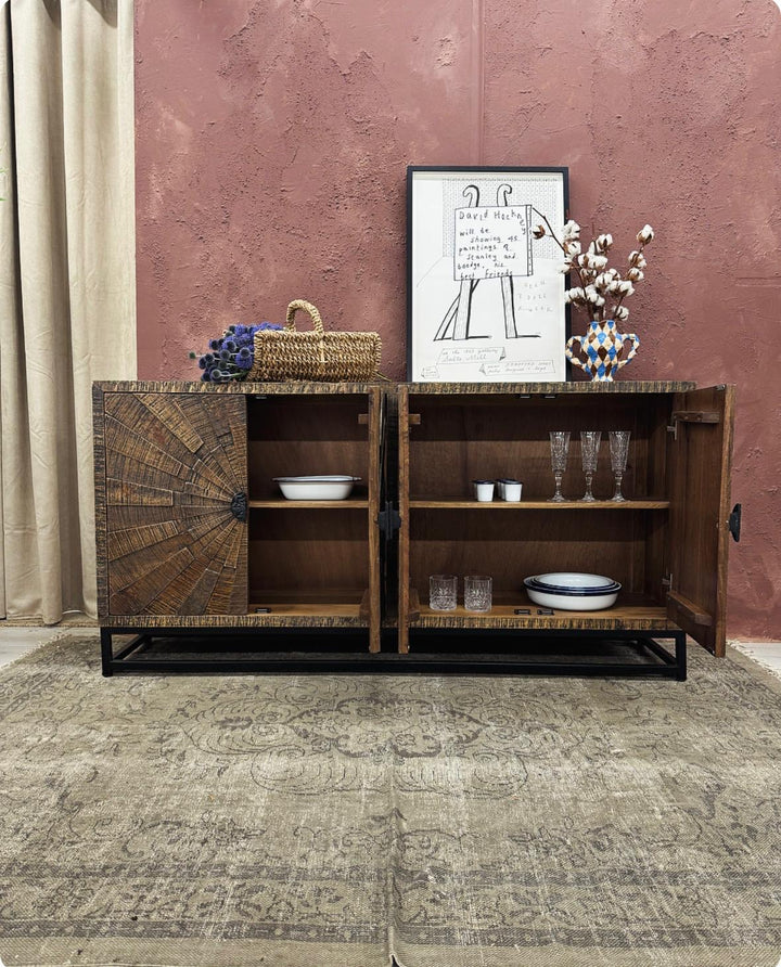 Mumbai Mango Wood Four-Door Sideboard - (KHSD122/3)