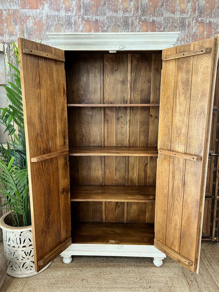 Hand Carved Floral Patterned Armoire / Wardrobe