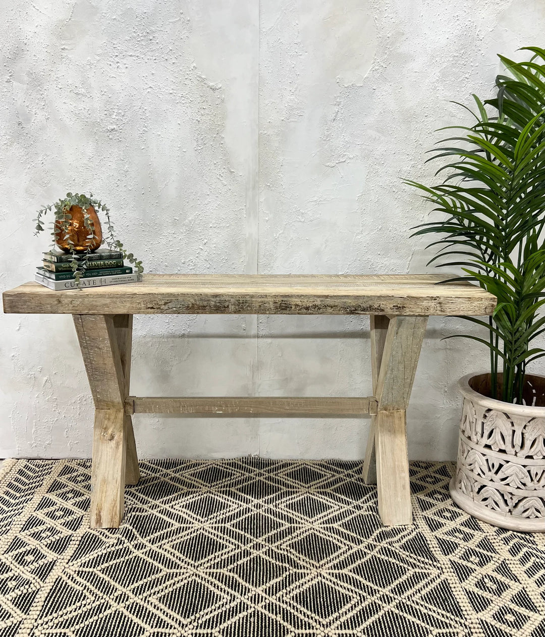 Handcrafted-reclaimed wood console table