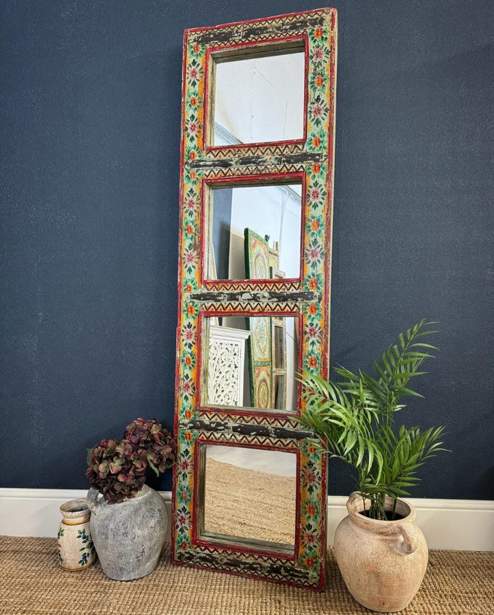 Vintage Indian Hand Painted Mirror